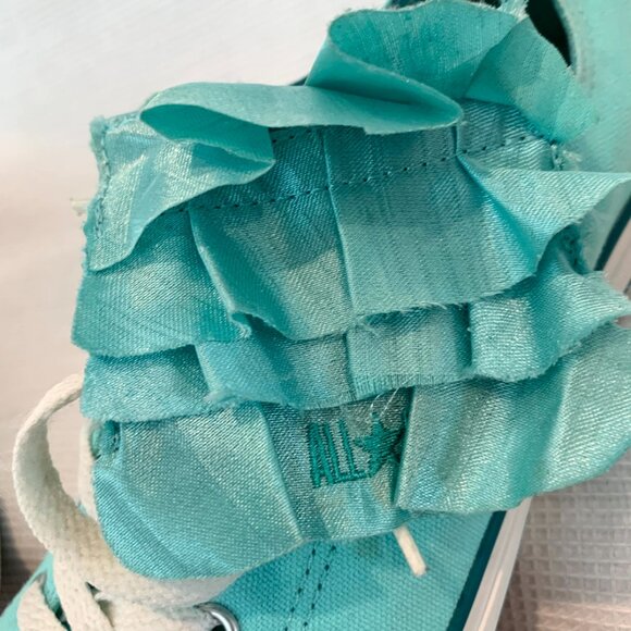 Converse Chuck Taylor All Star Junior Size 6 Aqua Teal Turquoise Ruffle - Picture 7 of 10